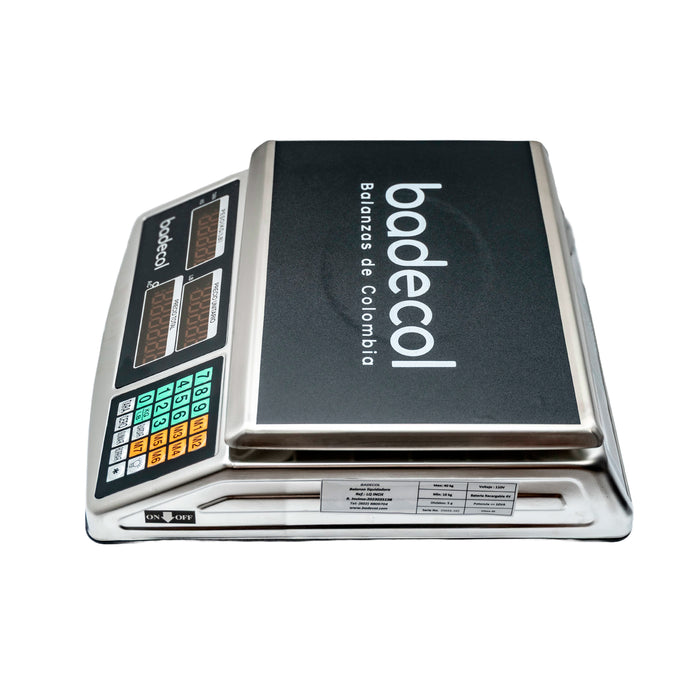 La Balanza Liquidadora Badecol 40 kg es ideal para tiendas, fruver, graneros y negocios que venden productos por peso. Su sistema de cálculo automático permite visualizar peso, precio y valor total de forma rápida y precisa, facilitando la atención al cliente y reduciendo errores en cada venta.