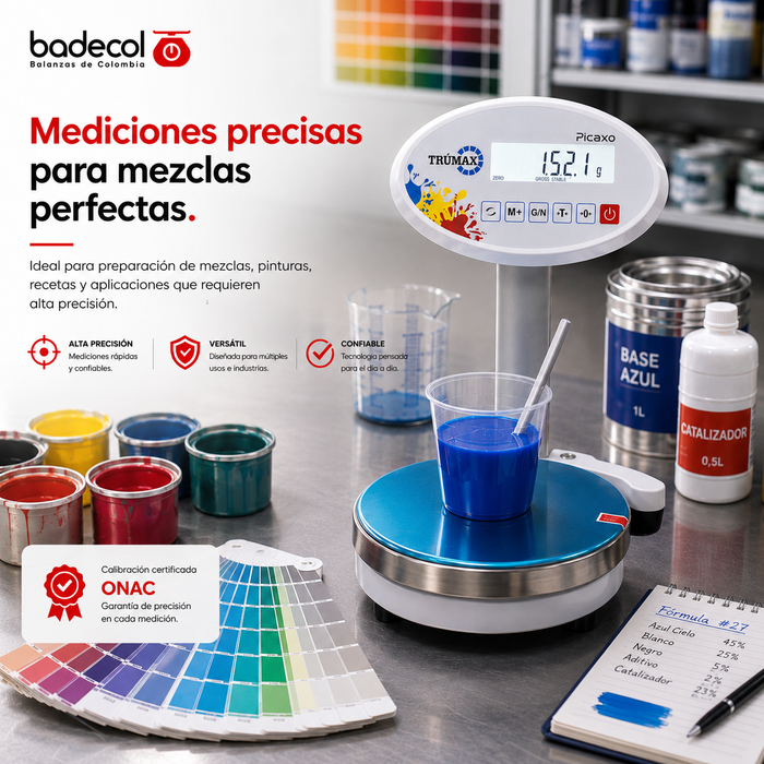 La balanza Picaxo es de propósito general que provee mediciones rápidas y precisas, el diseño innovador del equipo permite que pueda ser utilizado en diversos sectores de la industria como preparación de mezclas, pinturas, recetas y todas aquellas aplicaciones en las que se necesite una muy buena precisión.