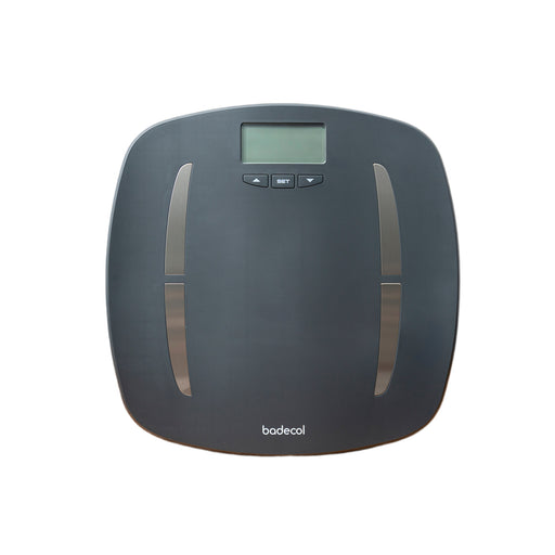 Báscula digital pesa persona Badecol con medición corporal, ideal para controlar el peso y hacer seguimiento de indicadores como porcentaje de grasa, masa muscular, agua corporal, masa ósea y calorías.

Su diseño electrónico permite realizar mediciones prácticas en casa, gimnasios, consultorios de nutrición, centros de bienestar y espacios de control personal.