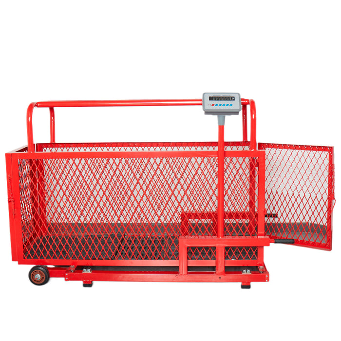 La Báscula Porcina electrónica marca Badecol, esta diseñada para que su uso sea de fácil manipulación y transporte; la bascula esta sobre un sistema de ruedas y manijas tipo carretilla. Fabricada en estructura tubular, con corral en malla metálica y piso de rejilla platico antideslizante.