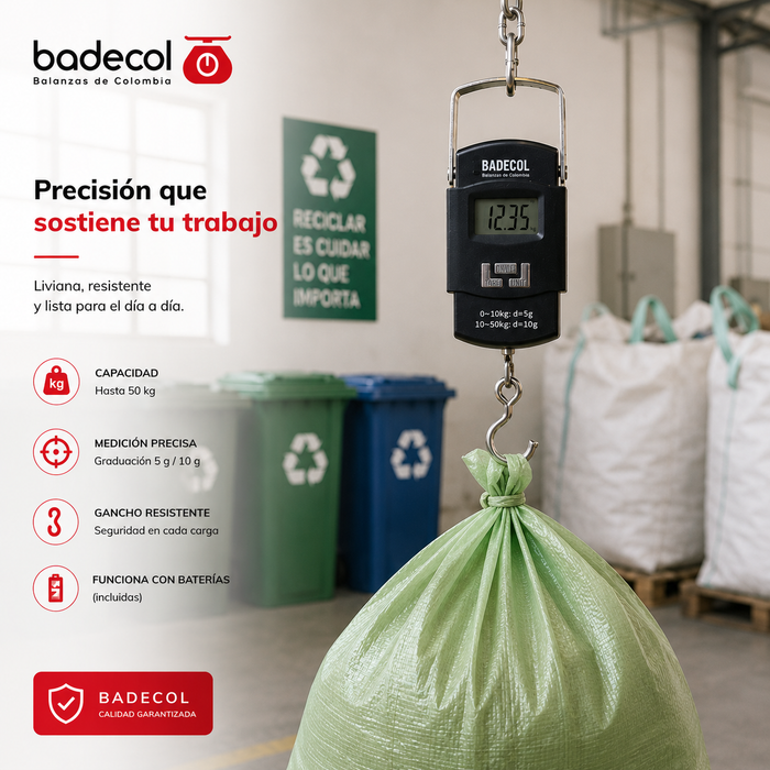 La bascula digital de gancho es una herramienta de pesaje portátil que se utiliza en diversos sectores, como la pesca, la agricultura, la industria y el transporte. Esta bascula cuenta con una carcasa resistente y duradera y una pantalla digital que muestra el peso en tiempo real. Además, cuenta con un gancho de acero inoxidable que permite colgar y pesar objetos de forma rápida y precisa.