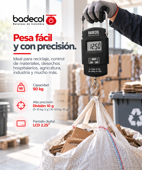 La bascula digital de gancho es una herramienta de pesaje portátil que se utiliza en diversos sectores, como la pesca, la agricultura, la industria y el transporte. Esta bascula cuenta con una carcasa resistente y duradera y una pantalla digital que muestra el peso en tiempo real. 