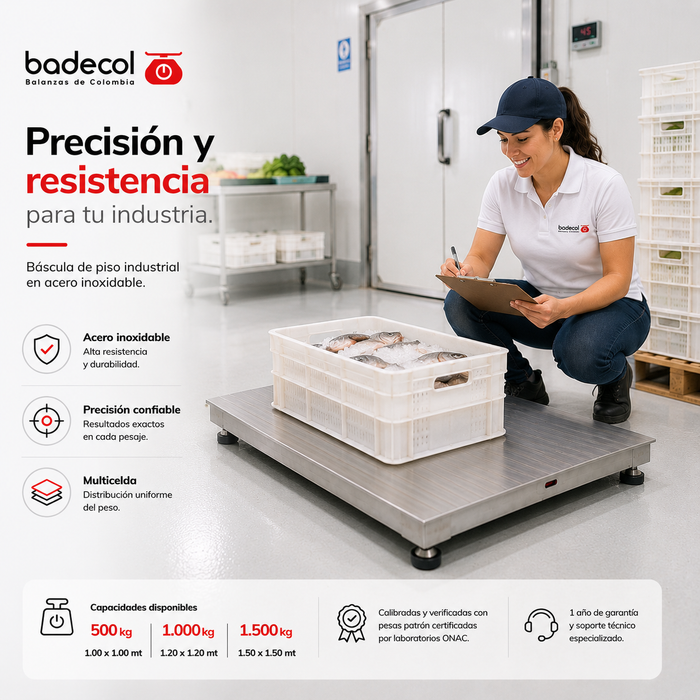 La báscula en acero inoxidable multicelda es un dispositivo de pesaje diseñado para medir con precisión el peso de objetos o materiales en áreas húmedas. Está construida con acero inoxidable, lo que le proporciona resistencia a la corrosión y durabilidad en entornos industriales o comerciales.