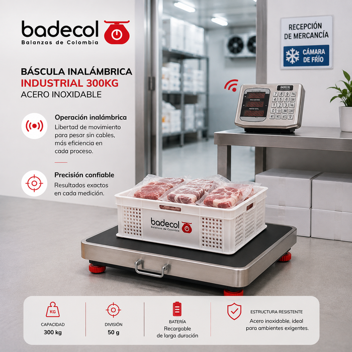 La bascula electrónica inalámbrica badecol es ideal para pesar paquetes de tamaño mediano, de mayor uso en el área industrial, dado que por su tamaño y capacidad, favorece el recibo o despacho de mercancía en medianas cantidades o pesos.