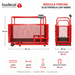 La Báscula Porcina electrónica marca Badecol, esta diseñada para que su uso sea de fácil manipulación y transporte; la bascula esta sobre un sistema de ruedas y manijas tipo carretilla. Fabricada en estructura tubular, con corral en malla metálica y piso de rejilla platico antideslizante.