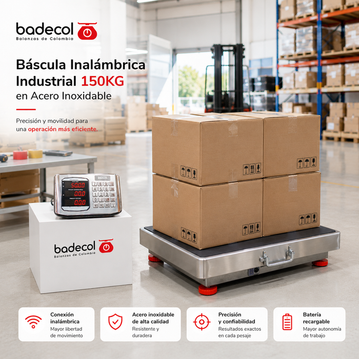 La bascula electrónica inalámbrica es ideal para pesar paquetes de tamaño mediano, de mayor uso en el área industrial, dado que por su tamaño y capacidad, favorece el recibo o despacho de mercancía en medianas cantidades o pesos.