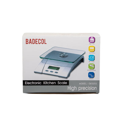 La Gramera EK 5055 Badecol esta construida en ABS de alta resistencia y vidrio templado, ideal para pesar cualquier clase de artículo, con una amplia bandeja que ofrece la comodidad y variedad en el servicio de uso. 