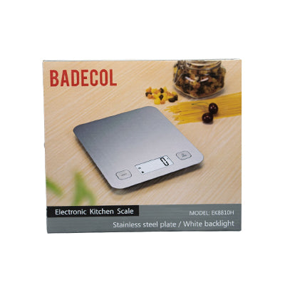 La Balanza gramera de cocina EK 8810, esta construida en acero inoxidable, con pantalla LCD de fácil lectura; es medidora de volumen de agua y leche.