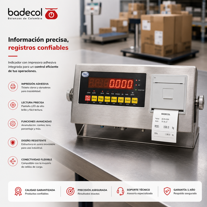 Indicador multifuncional con impresora en adhesivo es la solución ideal para el pesaje preciso y la impresión de etiquetas en tiempo real. Diseñado para optimizar la eficiencia en entornos comerciales e industriales, este dispositivo permite registrar y etiquetar el peso de cada producto con rapidez y precisión.