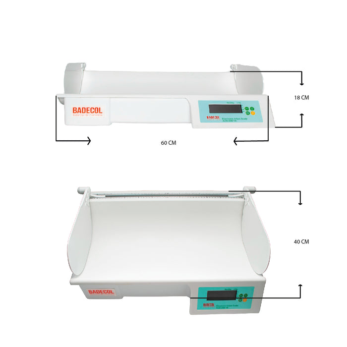 Balanza Digital Pesa Bebé CAP 20KG ACS20BYE Badecol, con grado medico y tallimetro.