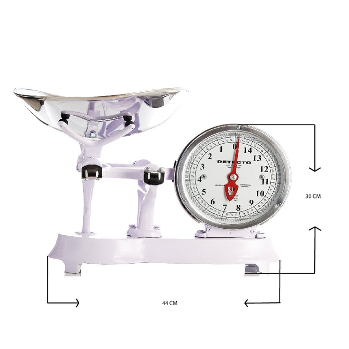 Bascula Balanza de mostrador analoga detecto o de reloj mecanica con platon en acero inoxidable que facilita el pesaje de los alimentos, granos, frutas y verduras.