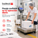 Bascula Balanza Ideal para pesar paquetes de tamaño mediano,  utilizado con mayor frecuencia en el área industrial, ya que por su tamaño y capacidad, favorece el recibo o despacho de mercancía en medianas cantidades o pesos.  Cuenta con estructura tubular pintada y cubierta en acero inoxidable, celda de carga mono bloque y topes para sobrecarga