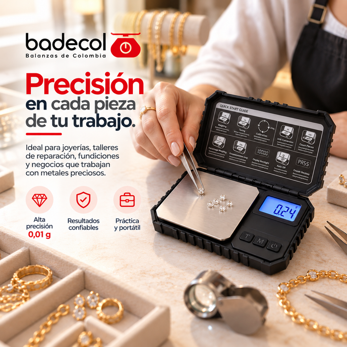 Las básculas para pesaje de oro son ideales para joyerías, talleres de reparación de joyas, fundiciones, refinadoras y otros negocios que trabajan con oro y otros metales preciosos. Estas básculas se destacan por su alta precisión, capacidad de medición de pequeñas cantidades de peso y su facilidad de uso.