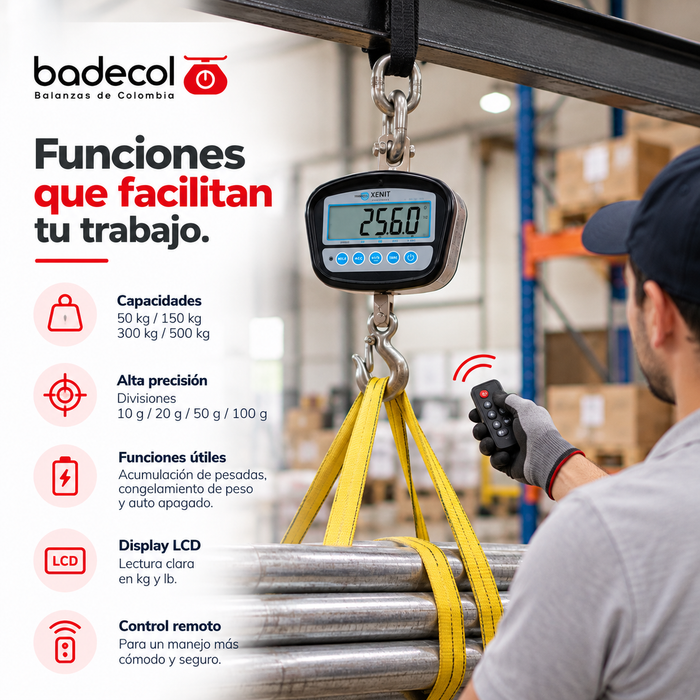 La báscula tipo gancho Trumax cuenta con numerosas funciones que facilitan las labores del pesaje requerido en el sector industrial como acumulación de pesadas, congelamiento de peso, auto apagado etc.  Su fácil manejo y precisión son características importantes que permiten que estas básculas trabajen en ambientes comerciales y/o industriales manejando las funciones mencionadas a través del control remoto o directamente en el gancho. 