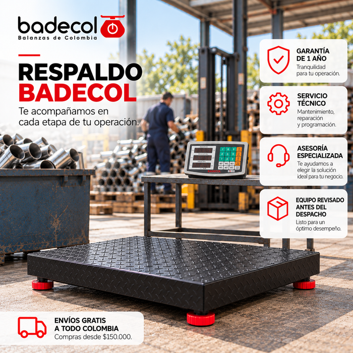 Báscula Inalámbrica Industrial 300KG Badecol,  es ideal para pesar paquetes de tamaño mediano, de mayor uso en el área industrial, dado que por su tamaño y capacidad, favorece el recibo o despacho de mercancía en medianas cantidades o pesos.