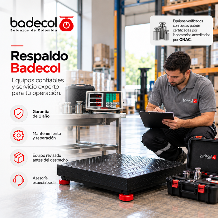 Báscula Inalámbrica Industrial 300KG Badecol,  es ideal para pesar paquetes de tamaño mediano, de mayor uso en el área industrial, dado que por su tamaño y capacidad, favorece el recibo o despacho de mercancía en medianas cantidades o pesos.