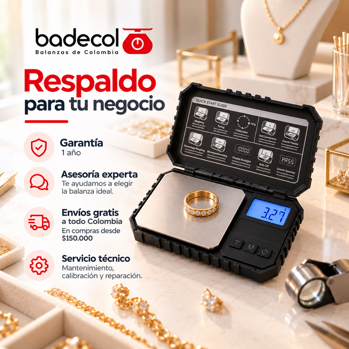 Las básculas para pesaje de oro son ideales para joyerías, talleres de reparación de joyas, fundiciones, refinadoras y otros negocios que trabajan con oro y otros metales preciosos. Estas básculas se destacan por su alta precisión, capacidad de medición de pequeñas cantidades de peso y su facilidad de uso.