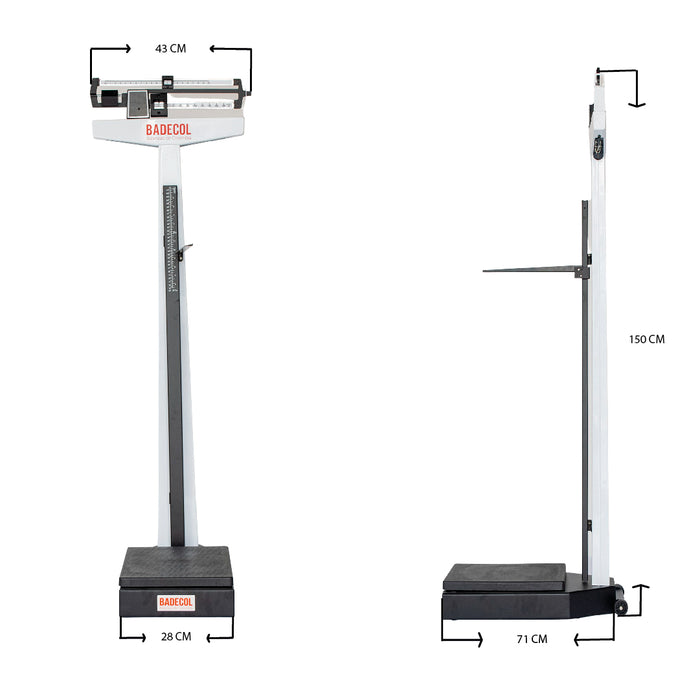 La bascula con tallímetro RGTA 200 Badecol, es ideal para los consultorios, centros médicos, hospitales y clínicas. Permite tener en una sola báscula la medición del peso corporal y estatura del paciente.