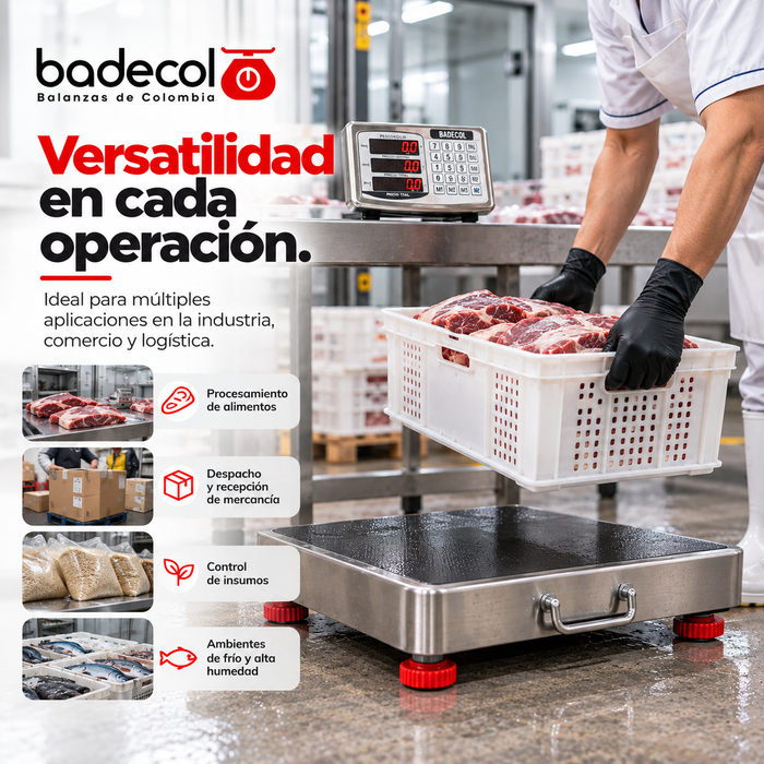 La bascula electrónica inalámbrica badecol es ideal para pesar paquetes de tamaño mediano, de mayor uso en el área industrial, dado que por su tamaño y capacidad, favorece el recibo o despacho de mercancía en medianas cantidades o pesos.