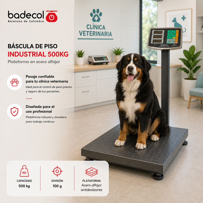 La bascula de piso industrial Badecol, cuenta con estructura reforzada y cubierta en lámina alfajor. Su fácil manejo y precisión son características que permiten que esta báscula trabaje en ambientes comerciales e industriales.