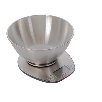 Balanza Gramera Digital Badecol CAP 5KG EK-4350, esta construida en acero inoxidable con bowl removible, pantalla LCD de fácil lectura, ideal para personas o negocios