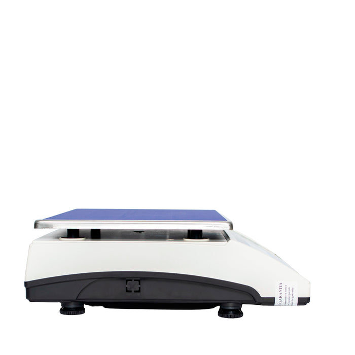 Balanza de Mesa Electrónica Solo Peso FENIX. cambio de unidades entre gramos y libras, peso porcentual, conteo de piezas por muestra, límites de peso.